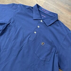 B Draddy Solid Blue Golf Polo Shirt Men's Sz L Seminole Golf Club Pocket